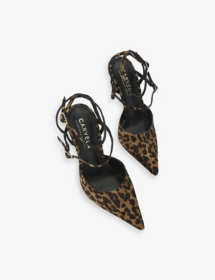 Carvela Womens Blk/brown Eterno Heeled Leopard Leather Courts Eur 39 / 6 Uk In Animal Print