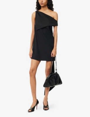 Camilla And Marc Womens Black Natalini Draped Wool-blend Mini Dress In Black