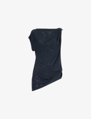 CAMILLA AND MARC WOMENS DUSTY BLUE ANDO TWISTED STRETCH-WOVEN TOP 