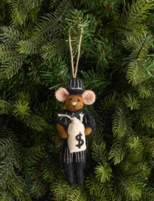 SELFRIDGES EDIT: "Billy ""Big Cheese"" Gangster Mouse Wool-Felt Christmas Decoration 12cm"