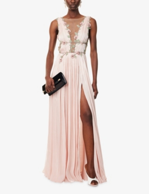 Costarellos Womens Nude Pink Nalina Embellished Woven Gown In Pink