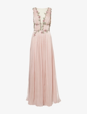 Costarellos Womens Nude Pink Nalina Embellished Woven Gown In Pink