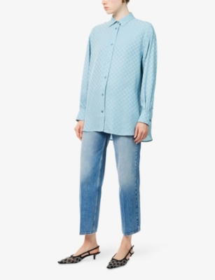 Gucci Womens Light Blue Ballerina Straight-leg Denim Jeans In Blue