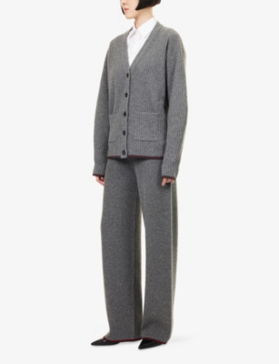 Gucci Womens Dusty Dark Grey Mc Ribbed Straight-leg Wool Knit Trousers In Gray