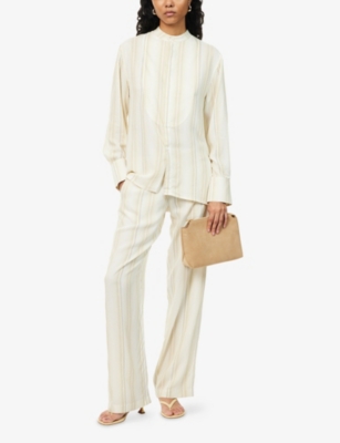 VICTORIA BECKHAM: Striped Band-Collar Woven Shirt