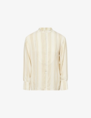 VICTORIA BECKHAM: Striped Band-Collar Woven Shirt