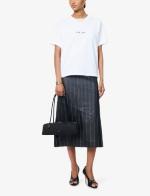 VICTORIA BECKHAM: Text-Print Relaxed-Fit Cotton-Jersey T-Shirt