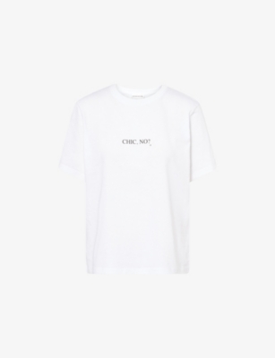 VICTORIA BECKHAM: Text-Print Relaxed-Fit Cotton-Jersey T-Shirt