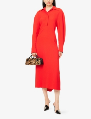 Victoria Beckham Knee Length Dress Long Sleeves In Red