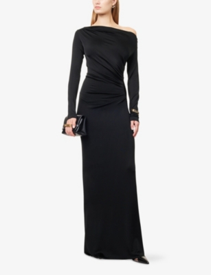 VICTORIA BECKHAM: Off-Shoulder Draped Woven Maxi Dress