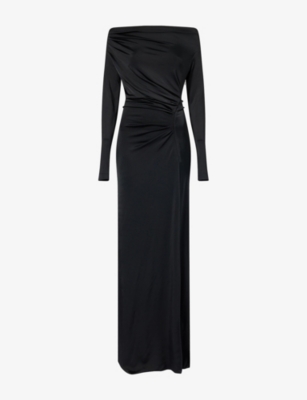 VICTORIA BECKHAM: Off-Shoulder Draped Woven Maxi Dress