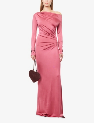 Victoria Beckham Womens  Off-shoulder Draped Woven Maxi Dress