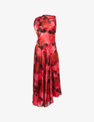 VICTORIA BECKHAM: Draped Sleeveless Silk Midi Dress