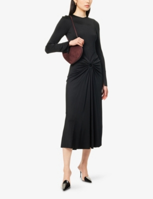 VICTORIA BECKHAM: Ruched Long-Sleeves Stretch-Woven Midi Dress