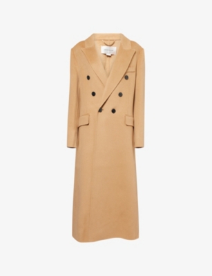 Victoria Beckham Womens Camel Double Faced Peak-lapels Wool And Cashmere Coat In Brown