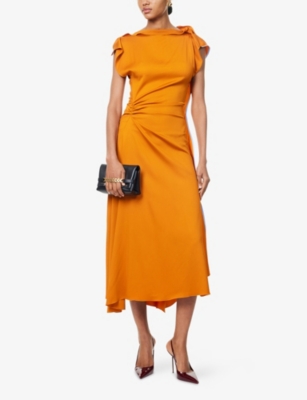 VICTORIA BECKHAM: Draped Asymmetric Stretch-Woven Midi Dress