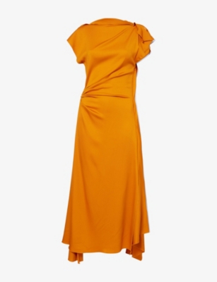 VICTORIA BECKHAM: Draped Asymmetric Stretch-Woven Midi Dress