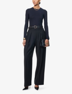 VICTORIA BECKHAM: Pleated High-Rise Stretch-Woven Trousers
