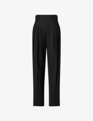 VICTORIA BECKHAM: Pleated High-Rise Stretch-Woven Trousers