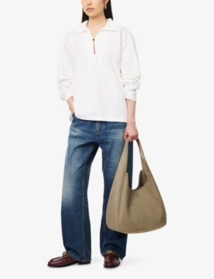 VICTORIA BECKHAM: Tab-Trim Oversized-Fit Denim Top