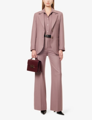 Victoria Beckham Womens Mauve Single-breasted Notch-lapel Wool-blend Blazer