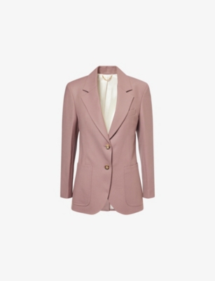 Victoria Beckham Womens Mauve Single-breasted Notch-lapel Wool-blend Blazer