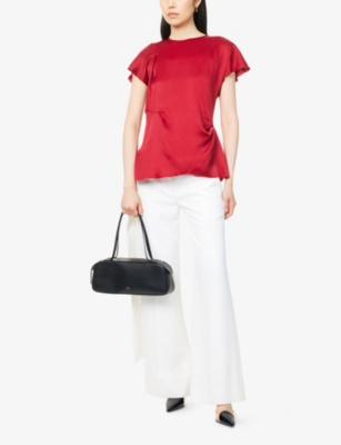 VICTORIA BECKHAM: Draped Short-Sleeves Woven Top