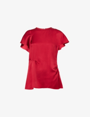 VICTORIA BECKHAM: Draped Short-Sleeves Woven Top