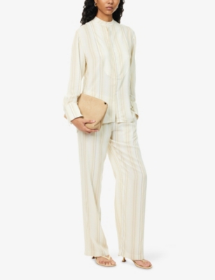 VICTORIA BECKHAM: Striped Wide-Leg Woven Trousers