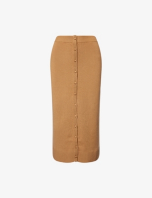 VICTORIA BECKHAM: Button-Up Knitted Merino Wool-Blend Midi Skirt