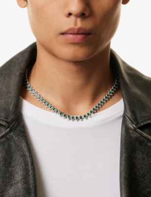 DARKAI: Drops 18ct White Gold-Plated Stainless-Steel, Brass and Brilliant-Cut Stone Necklace