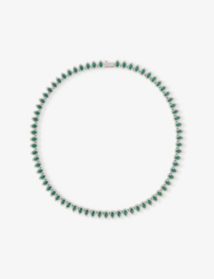 DARKAI: Drops 18ct White Gold-Plated Stainless-Steel, Brass and Brilliant-Cut Stone Necklace