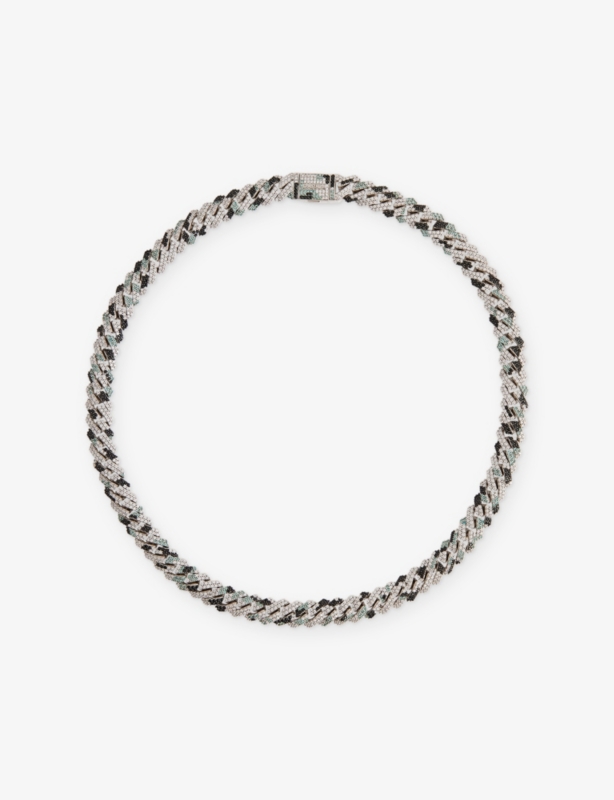 Camo 18ct White Gold-Plated Stainless-Steel and Pavé-Stone Necklace