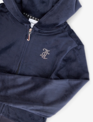 JUICY COUTURE: Diamante-Embellished Zip-Up Velour Hoody 7-16 Years