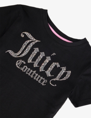JUICY COUTURE: Diamante-Embellished Short-Sleeved Cotton-Jersey T-shirt 7-16 years