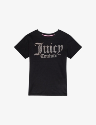 Juicy Couture Kids' Diamante-embellished Short-sleeved Cotton-jersey T-shirt 7-16 Years Black