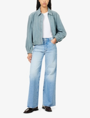 Mother Womens I Confess The Tomcat Roller Straight-leg Denim Jeans In Blue
