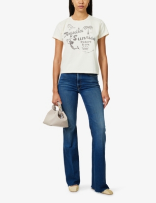 Mother Womens Tequila Sunrise Resort The Boxy Goodie Goodie Graphic-print Stretch-cotton T-shirt Xs In Neutral