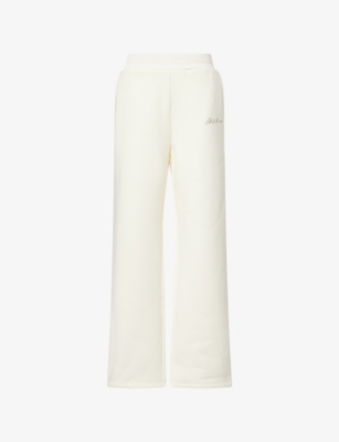 ODD MUSE: Brand-Embroidery Wide-Leg Cotton-Jersey Jogging Bottoms