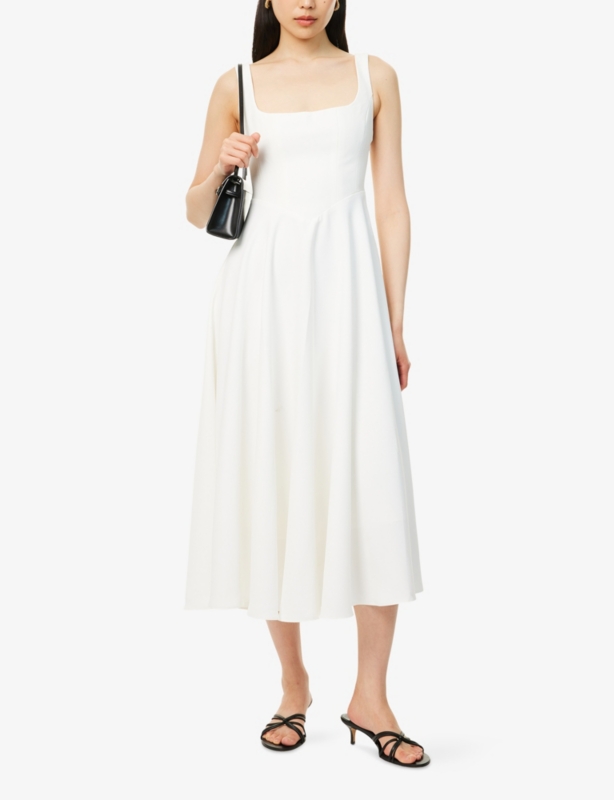 The Ultimate Muse Square-Neck Stretch-Woven Midi Dress