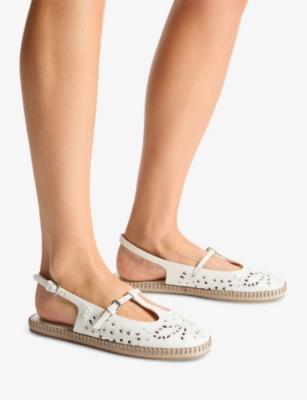 Jimmy Choo Amiee Leather Embroidered Espadrille Ballerina Flats In White
