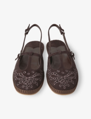 Jimmy Choo Amiee Embroidered Suede Espadrilles In Brown