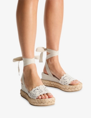 Jimmy Choo Arlee 60 Leather Wedge Sandals In White