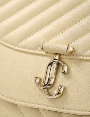 Shop Jimmy Choo Womens Buttermilk/gold Avenue Curve Leather Clutch Bag