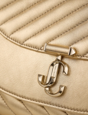Jimmy Choo Womens  Avenue Curve Metallic-leather Clutch Bag
