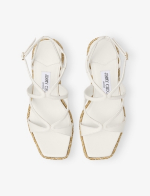 JIMMY CHOO: Ayla 85 Leather Espadrille Wedges