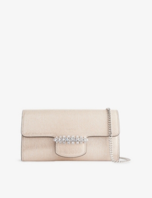 Jimmy Choo Womens Soft Gold/silver Bing Metallic Leather Wallet Chain In Neutral