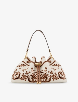 JIMMY CHOO: Cinch Medium Canvas Shoulder Bag
