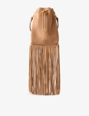 JIMMY CHOO: Cinch Mini Suede Bucket Bag