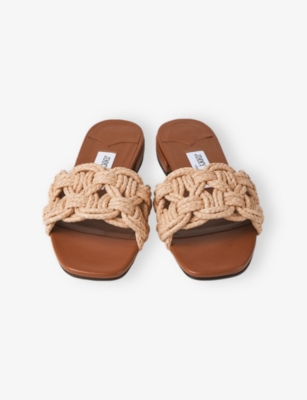 Jimmy Choo Chara 70 Crochet Raffia Sandals
